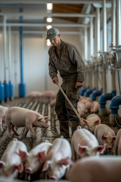 Bezpłatne zdjęcie photorealistic scene of a pig farm with animals