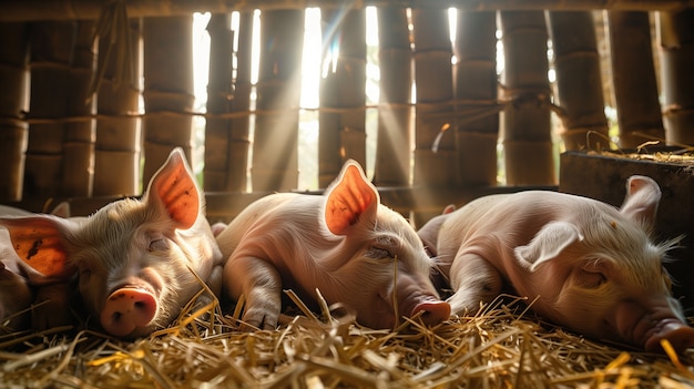 Bezpłatne zdjęcie photorealistic scene with pigs raised in a farm environment