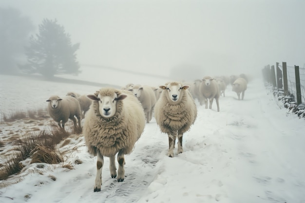 Bezpłatne zdjęcie photorealistic sheep farm