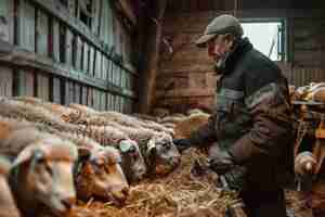 Bezpłatne zdjęcie photorealistic sheep farm