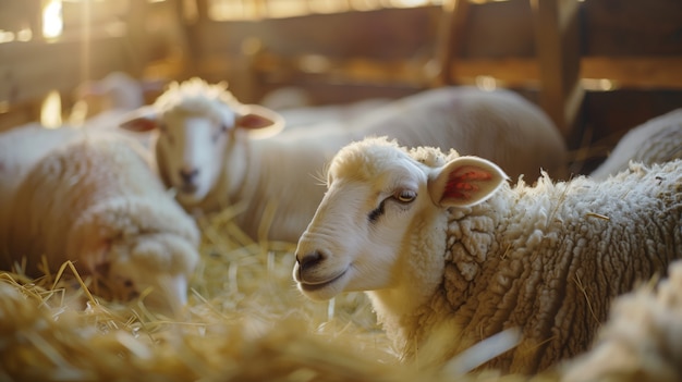 Bezpłatne zdjęcie photorealistic sheep farm