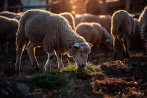 Bezpłatne zdjęcie photorealistic sheep farm