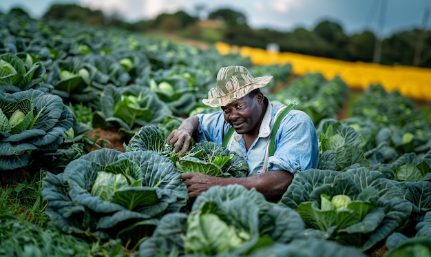 Bezpłatne zdjęcie photorealistic view of african people harvesting vegetables and grains