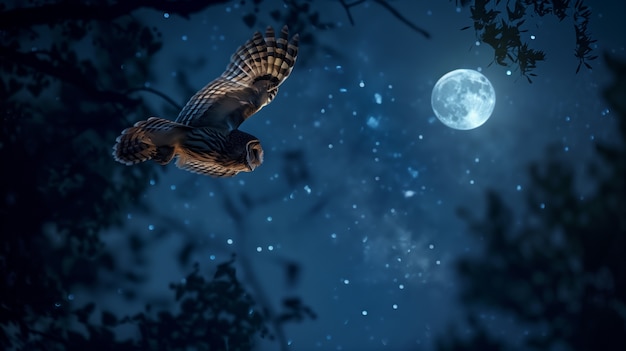 Bezpłatne zdjęcie photorealistic view of owl bird at night