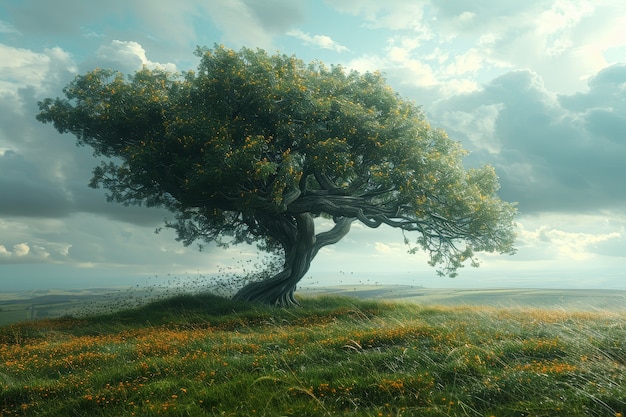 Bezpłatne zdjęcie photorealistic view of tree in nature with branches and trunk