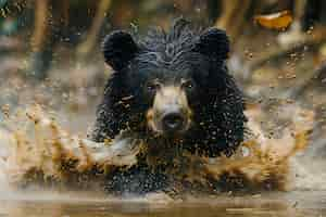 Bezpłatne zdjęcie photorealistic view of wild bear in its natural environment