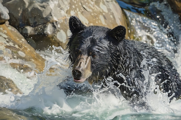 Bezpłatne zdjęcie photorealistic view of wild bear in its natural environment