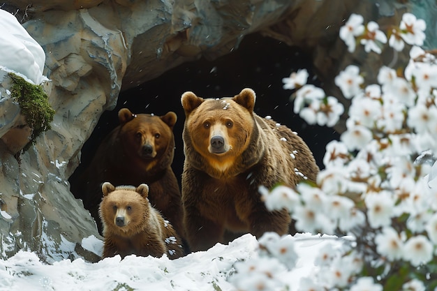 Bezpłatne zdjęcie photorealistic view of wild bear in its natural habitat