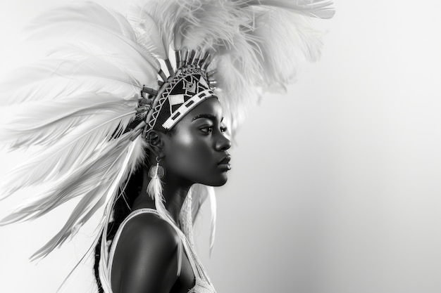 Bezpłatne zdjęcie piękna afrykańska kobieta monochromatyczny portret
