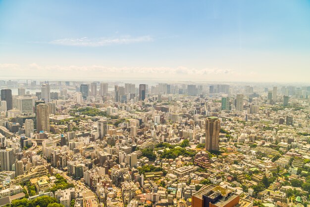 Piękna architektura buduje Tokyo miasto z Tokyo wierza