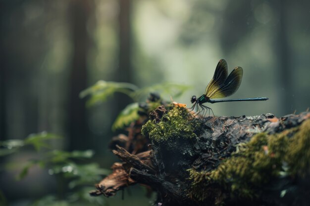 Piękna, fotorealistyczna ważka w przyrodzie