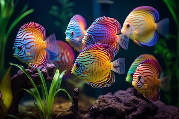 Piękna grupa ryb pod wodą