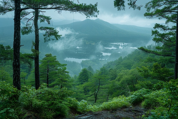 Bezpłatne zdjęcie piękna japońska scena leśna