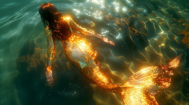 Piękna kobieca syrena pod wodą