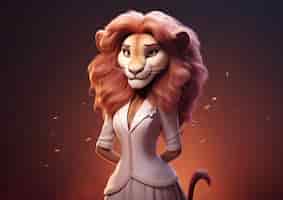 Bezpłatne zdjęcie piękna lwica ubrana w ubrania
