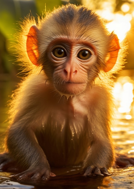 Bezpłatne zdjęcie piękna małpa spędzająca czas na łonie natury