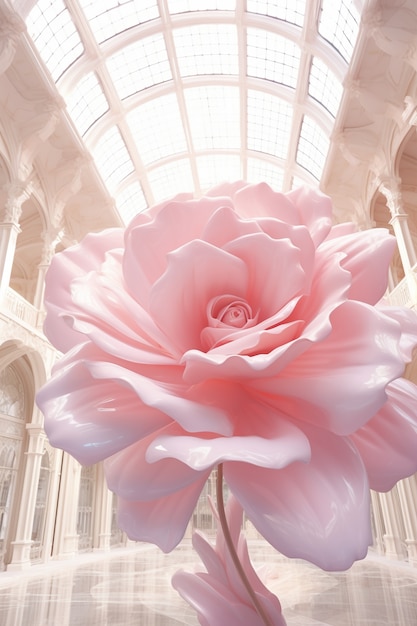 Bezpłatne zdjęcie piękna różowa róża w pomieszczeniu