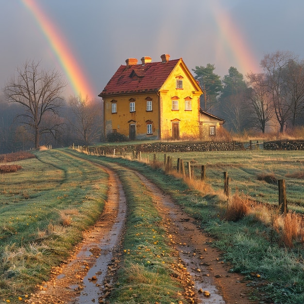 Piękna tęcza w naturze