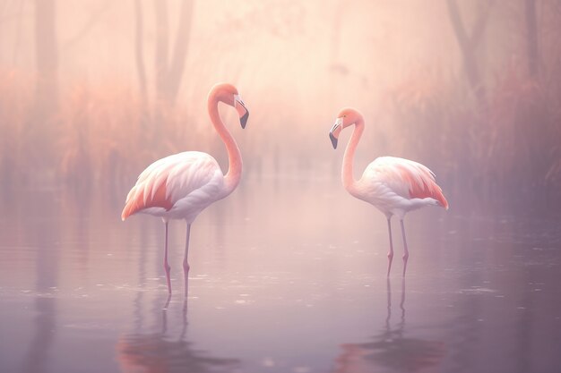 Piękne flamingi w jeziorze