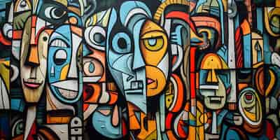 Bezpłatne zdjęcie piękne graffiti kubizmu