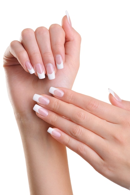 Piękne Kobiece Ręce Z Uroda Francuski Manicure