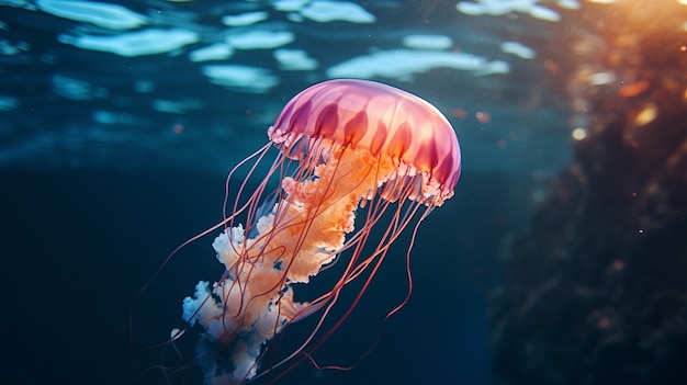 Bezpłatne zdjęcie piękne meduzy pływające w oceanie