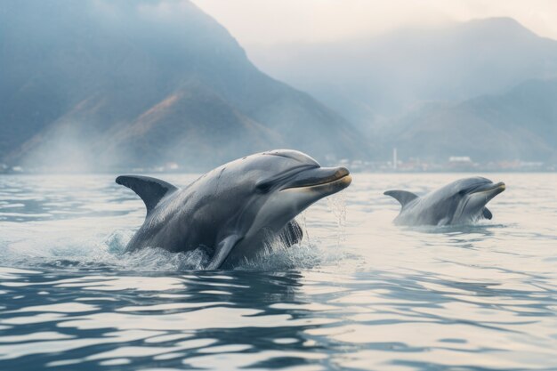 Piękne pływające delfiny