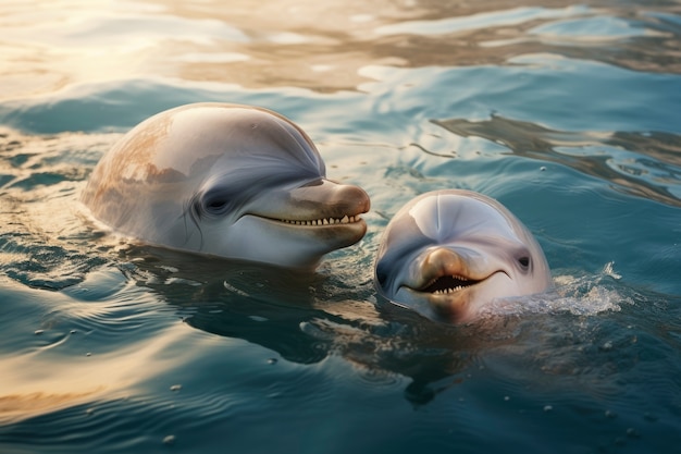 Bezpłatne zdjęcie piękne pływające delfiny