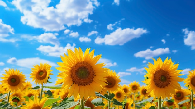 Bezpłatne zdjęcie piękne pole słoneczników