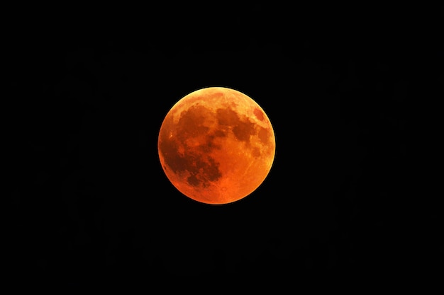 Piękne ujęcie czerwonego księżyca z czarnym nocnym niebem