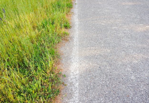 Bezpłatne zdjęcie piękne ujęcie trawy na skraju jezdni - idealne jako tło