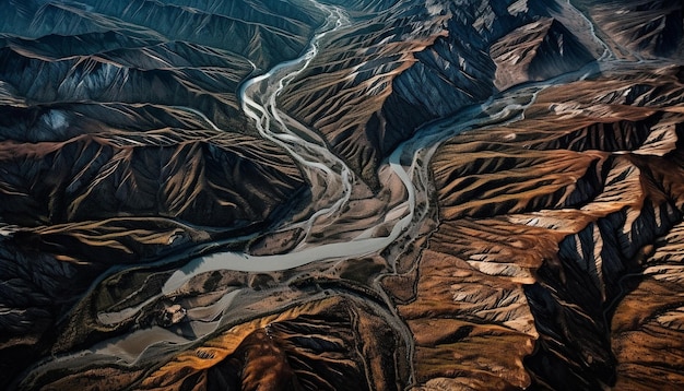Bezpłatne zdjęcie piękno natury majestatycznego pasma górskiego w panoramicznym widoku generowanym przez sztuczną inteligencję