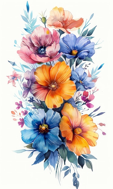 Bezpłatne zdjęcie piękny akwarelowy układ kwiatowy