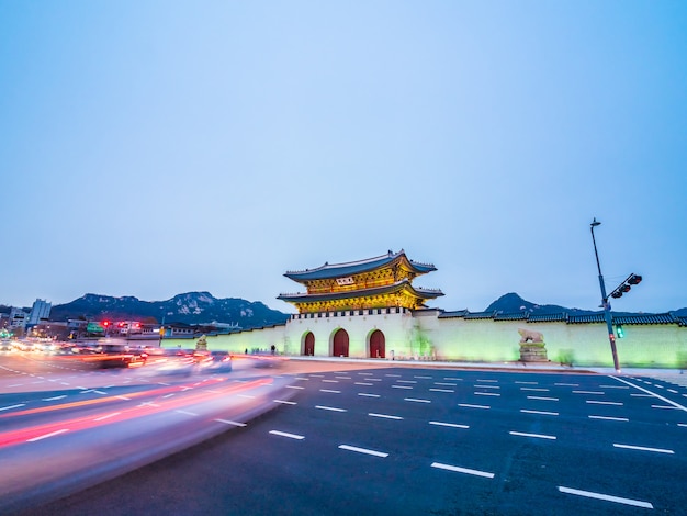 Piękny architektura budynek gyeongbokgung pałac
