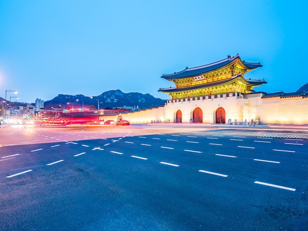 Piękny architektura budynek gyeongbokgung pałac