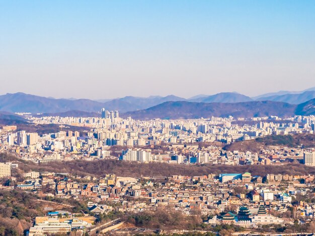 Piękny architektura budynku pejzaż miejski w Seul mieście