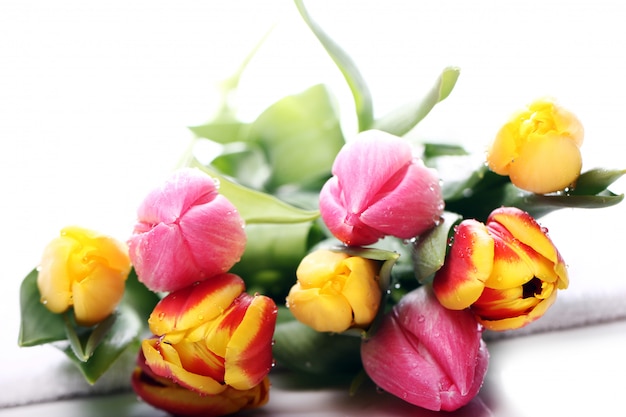 Piękny bukiet tulipanów, kolorowe tulipany, natura