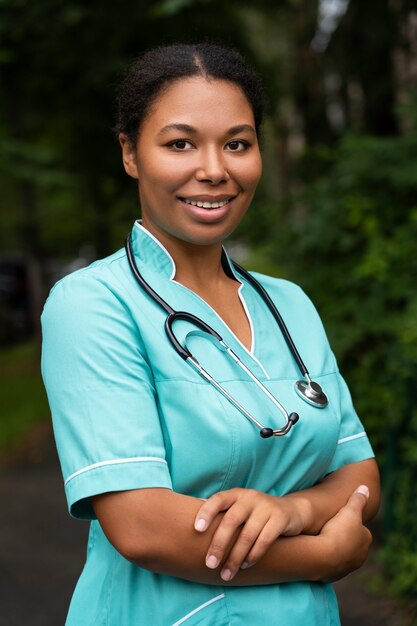 Piękny czarny portret pielęgniarki