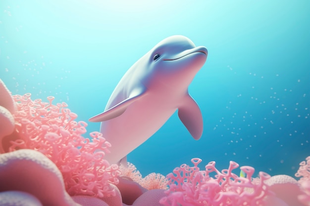 Bezpłatne zdjęcie piękny delfin 3d