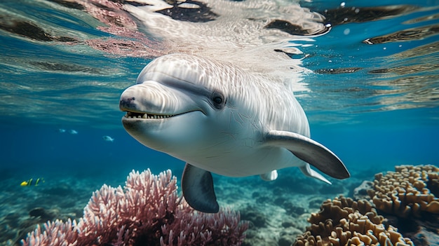 Bezpłatne zdjęcie piękny delfin egzotyczne tło