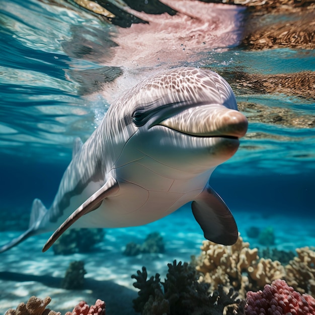 Bezpłatne zdjęcie piękny delfin egzotyczne tło