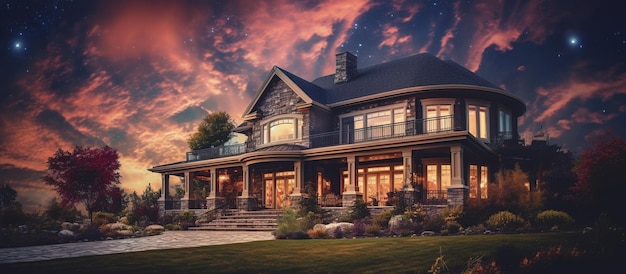 Piękny dom na zewnątrz