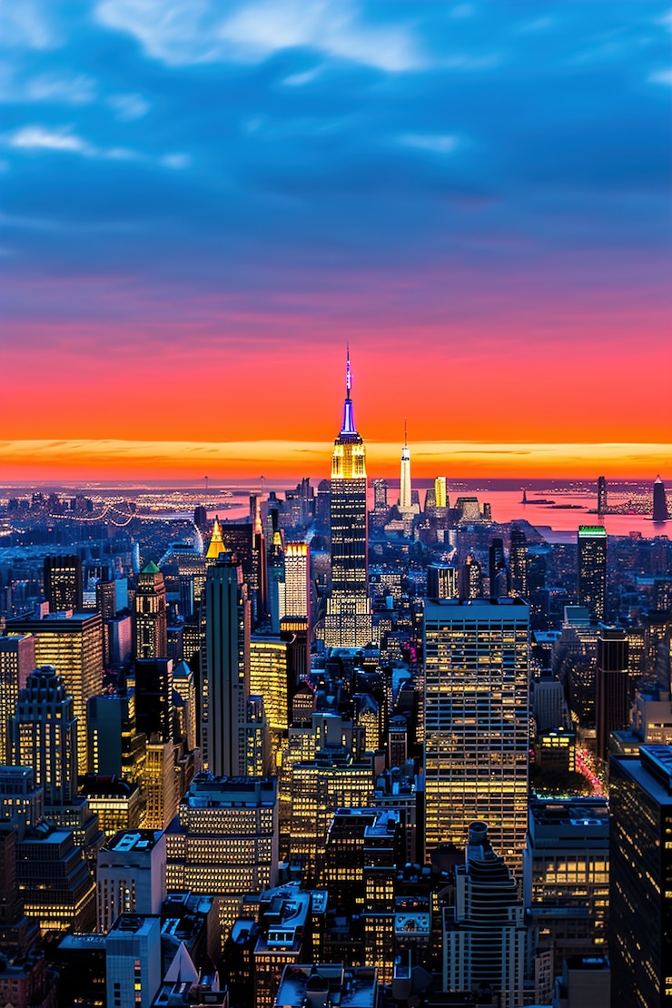 Bezpłatny plik Zdjęcie piękny jasny budynek empire state w nocy