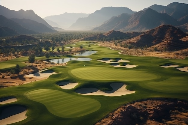 Bezpłatne zdjęcie piękny krajobraz pola golfowego