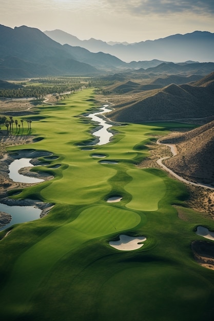 Bezpłatne zdjęcie piękny krajobraz pola golfowego