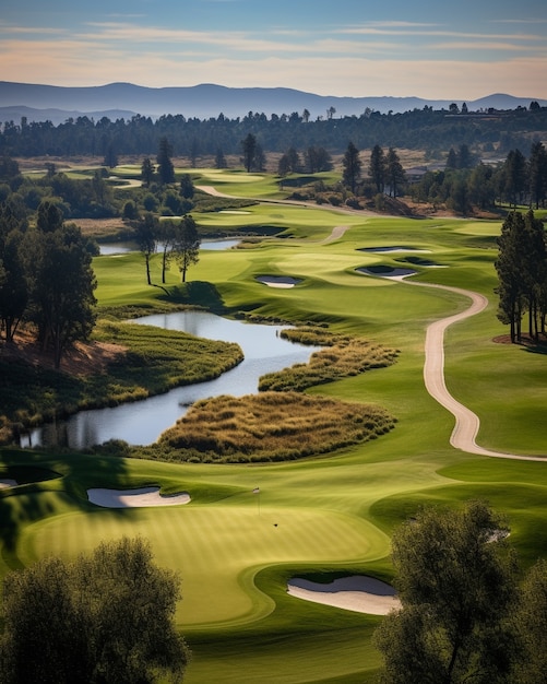 Bezpłatne zdjęcie piękny krajobraz pola golfowego