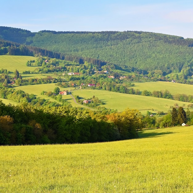 Piękny krajobraz w górach w lecie. Czechy - Białe Karpaty - Europa.