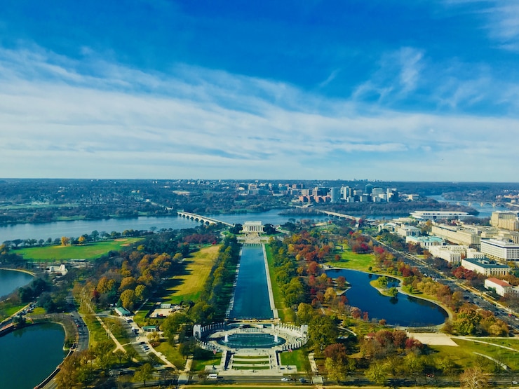 Bezpłatny plik Zdjęcie piękny krajobraz z lincoln memorial w waszyngtonie