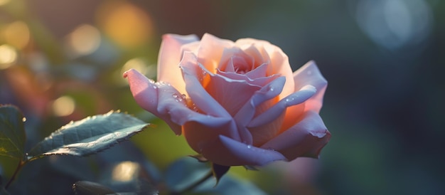 Piękny kwiat róży w przyrodzie Obraz generowany przez AI