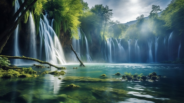 Piękny naturalny krajobraz wodospadu